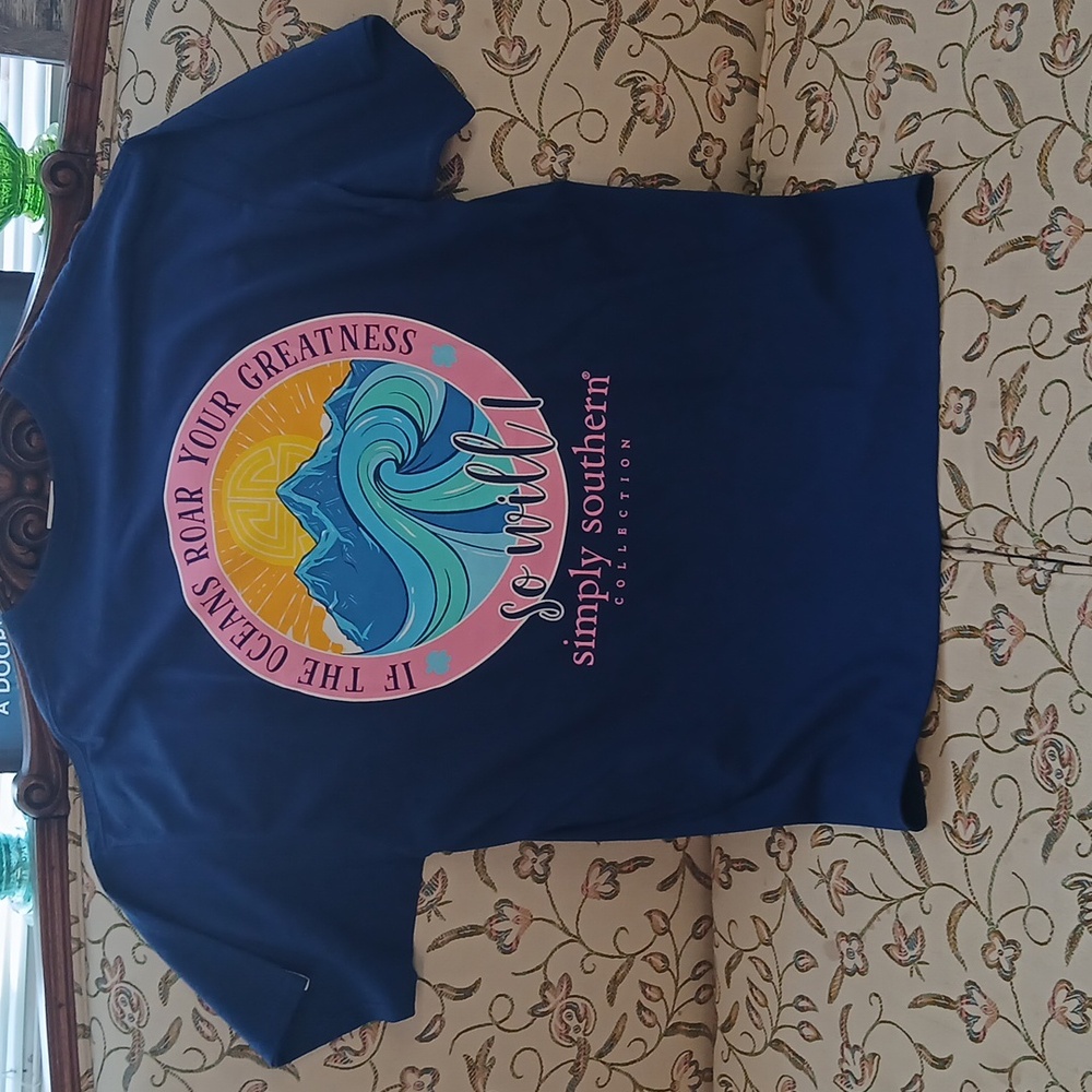 Simply Southern Women's Tshirt Size XL Roar Midnight Navy Pink